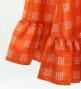 Hula Long Frill Shantung Circular Skirt with Palaka Check Print / Orange / J3309or