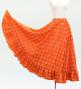 Hula Long Frill Shantung Circular Skirt with Palaka Check Print / Orange / J3309or