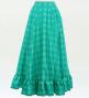 Hula Long Frill Shantung Circular Skirt with Palaka Check Print / Turquoise Blue / J3309tbl