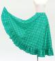 Hula Long Frill Shantung Circular Skirt with Palaka Check Print / Turquoise Blue / J3309tbl