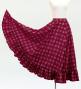 Hula Long Frill Shantung Circular Skirt with Palaka Check Print / Wine / J3309ye
