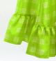 Hula Long Frill Shantung Circular Skirt with Palaka Check Print / Yellow Green / J3309bk