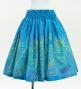 Hula Shantung Pa'u Skirt with Hawaiian Leaf Print / Luxury Collection / Blue / J3310bl