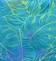 Hula Shantung Pa'u Skirt with Hawaiian Leaf Print / Luxury Collection / Blue / J3310bl