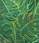 Hula Shantung Pa'u Skirt with Hawaiian Leaf Print / Luxury Collection / Green / J3310gr