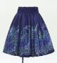 Hula Shantung Pa'u Skirt with Hawaiian Leaf Print / Luxury Collection / Navy / J3310nv