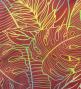 Hula Shantung Pa'u Skirt with Hawaiian Leaf Print / Luxury Collection / Red / J3310rd