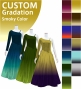 [Gradation] Custom One Shoulder Long Sleeve Dress with Velvet × Shantung / Smoky Color-Gradation / JC49-gradation-S