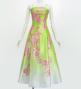 Japan Fabric Long Dress with Cherry Blossom Print / Shantung / Light Green / JW001lgr