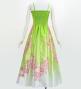 Japan Fabric Long Dress with Cherry Blossom Print / Shantung / Light Green / JW001lgr