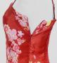 Japan Fabric Long Dress with Cherry Blossom Print / Shantung / Red / JW001rd