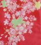 Japan Fabric Long Dress with Cherry Blossom Print / Shantung / Red / JW001rd