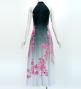 Japan Fabric Long Dress with Cherry Blossom Print / Velvet / Black / JW002bk
