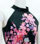 Japan Fabric Long Dress with Cherry Blossom Print / Velvet / Black / JW002bk