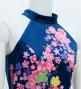 Japan Fabric Long Dress with Cherry Blossom Print / Velvet / Blue / JW002bl
