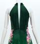 Japan Fabric Long Dress with Cherry Blossom Print / Velvet / Green / JW002gr