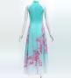 Japan Fabric Long Dress with Cherry Blossom Print / Velvet / Light Blue / JW002lbl