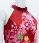 Japan Fabric Long Dress with Cherry Blossom Print / Velvet / Red / JW002rd