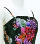 Japan Fabric Long Dress with Chrysanthemum & Plum Blossom & Cherry Blossom Print / Shantung / Black / JW003bk