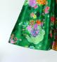 Japan Fabric Long Dress with Chrysanthemum & Plum Blossom & Cherry Blossom Print / Shantung / Green / JW003gr