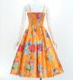 Japan Fabric Long Dress with Chrysanthemum & Plum Blossom & Cherry Blossom Print / Shantung / Orange / JW003or