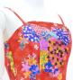 Japan Fabric Long Dress with Chrysanthemum & Plum Blossom & Cherry Blossom Print / Shantung / Red / JW003rd