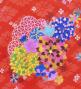 Kids Japan Fabric Long Dress with Chrysanthemum & Plum Blossom & Cherry Blossom Print / Shantung / Red / JWp003rd