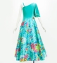 Japan Fabric One Shoulder Frill Sleeve Long Dress / Light Blue / JW004lbl