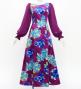 Japan Fabric Long Sleeve Dress with Peony Print / Purple / JW007pu