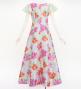 Japan Fabric Long Dress with Peony Print / Beige / JW008be