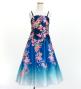 Kids Japan Fabric Long Dress with Cherry Blossom Print / Shantung / Blue / JWp001bl