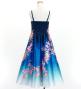 Kids Japan Fabric Long Dress with Cherry Blossom Print / Shantung / Blue / JWp001bl