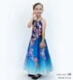 Kids Japan Fabric Long Dress with Cherry Blossom Print / Shantung / Blue / JWp001bl