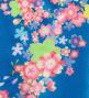 Kids Japan Fabric Long Dress with Cherry Blossom Print / Shantung / Blue / JWp001bl