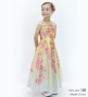 Kids Japan Fabric Long Dress with Cherry Blossom Print / Shantung / Cream Yellow / JWp001crye