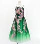 Kids Japan Fabric Long Dress with Cherry Blossom Print / Shantung / Green / JWp001gr