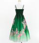 Kids Japan Fabric Long Dress with Cherry Blossom Print / Shantung / Green / JWp001gr