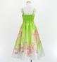 Kids Japan Fabric Long Dress with Cherry Blossom Print / Shantung / Light Green / JWp001lgr