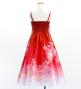 Kids Japan Fabric Long Dress with Cherry Blossom Print / Shantung / Red / JWp001rd