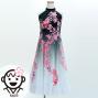 Kids Japan Fabric Long Dress with Cherry Blossom Print / Velvet / Black / JWp002bk