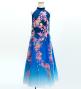 Kids Japan Fabric Long Dress with Cherry Blossom Print / Velvet / Blue / JWp002bl