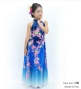 Kids Japan Fabric Long Dress with Cherry Blossom Print / Velvet / Blue / JWp002bl