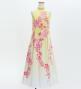 Kids Japan Fabric Long Dress with Cherry Blossom Print / Velvet / Cream Yellow / JWp002crye