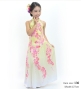 Kids Japan Fabric Long Dress with Cherry Blossom Print / Velvet / Cream Yellow / JWp002crye