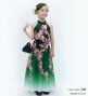 Kids Japan Fabric Long Dress with Cherry Blossom Print / Velvet / Green / JWp002gr