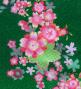 Kids Japan Fabric Long Dress with Cherry Blossom Print / Velvet / Green / JWp002gr