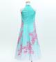 Kids Japan Fabric Long Dress with Cherry Blossom Print / Velvet / Light Blue / JWp002lbl