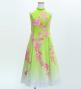 Kids Japan Fabric Long Dress with Cherry Blossom Print / Velvet / Light Green / JWp002lgr