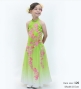 Kids Japan Fabric Long Dress with Cherry Blossom Print / Velvet / Light Green / JWp002lgr