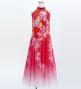Kids Japan Fabric Long Dress with Cherry Blossom Print / Velvet / Red / JWp002rd
